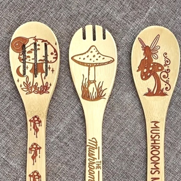 Mushroom Bamboo Kitchen Utensils Set, 5 piece set, NWOT - Picture 4 of 15